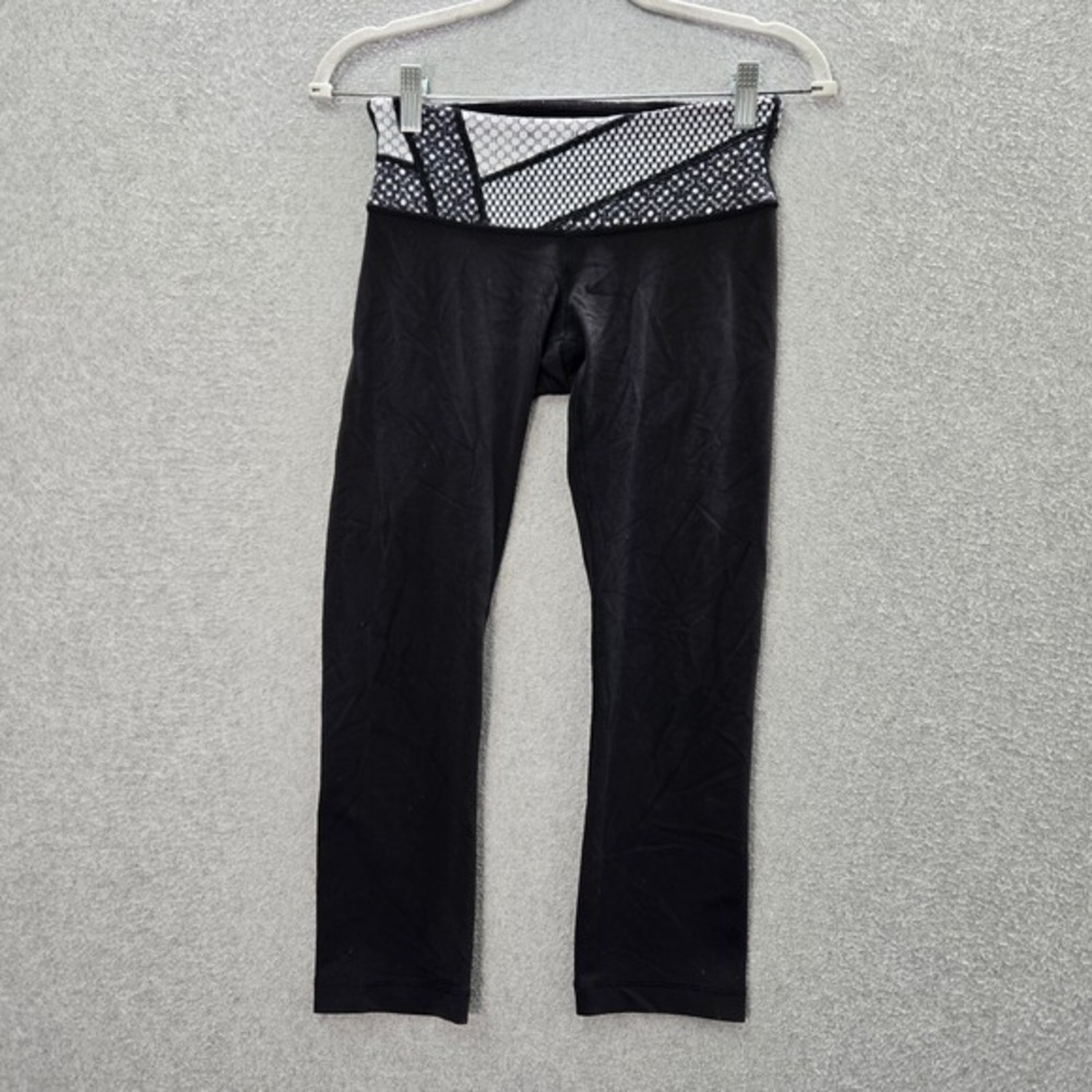 Lululemon Women Activewear Pants 4 Black Wunder Under Crop Legging Lace